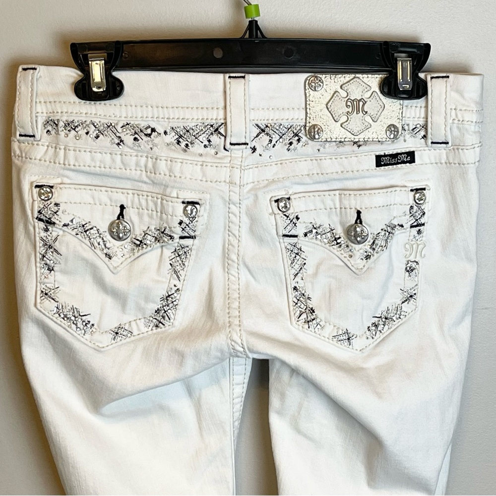 Miss Me Womens Signature Skinny Ankle Low Rise Stretch Jeans Sz 27 White